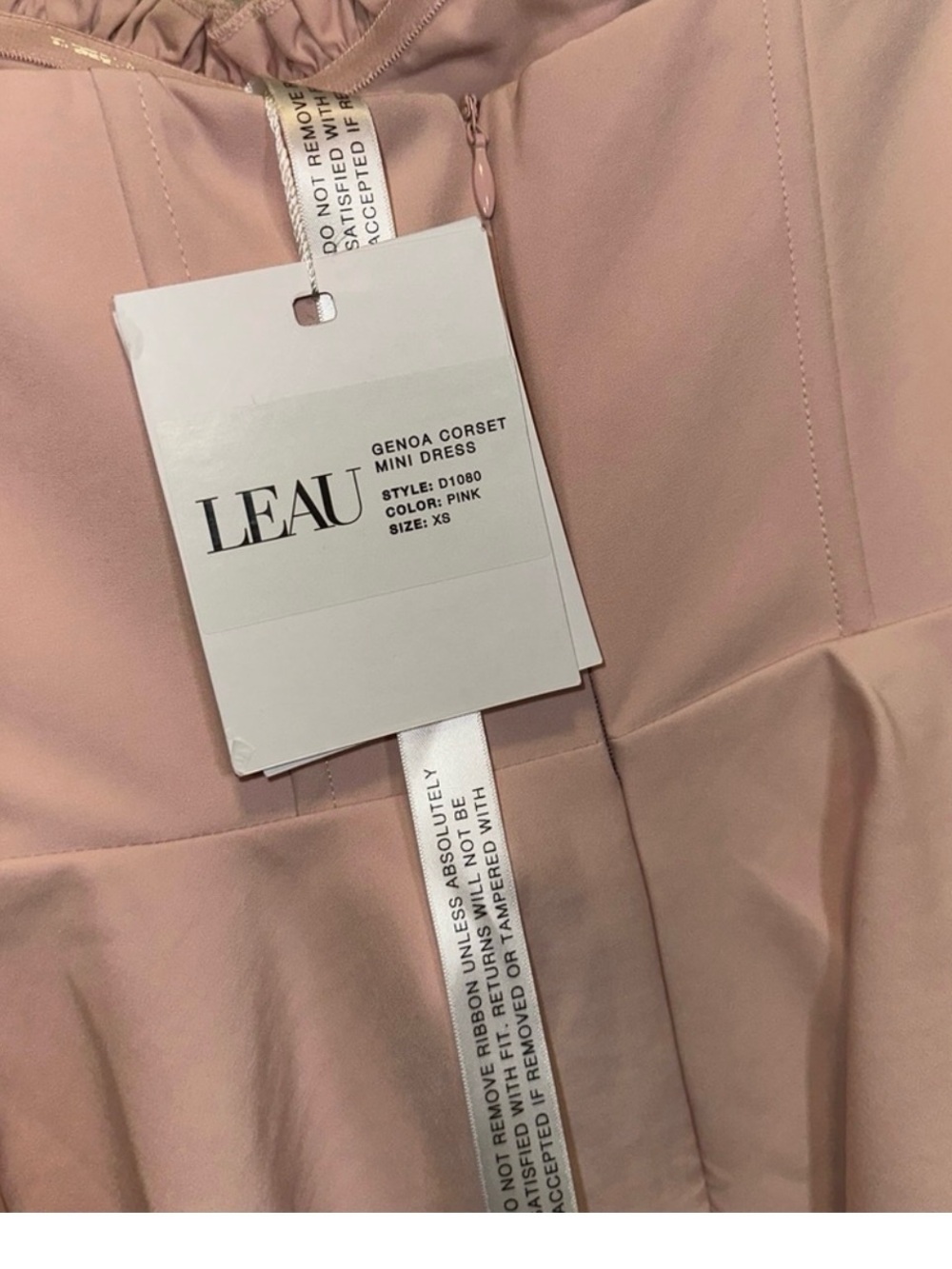LEAU Genoa Corset Pink Flare Mini Dress Size XS - Picture 7 of 8